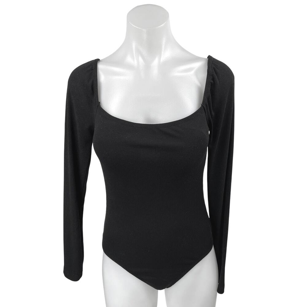 Princess Polly Women's Black Long Sleeve Scoop Neck Blouse Bodysuit Top Size S